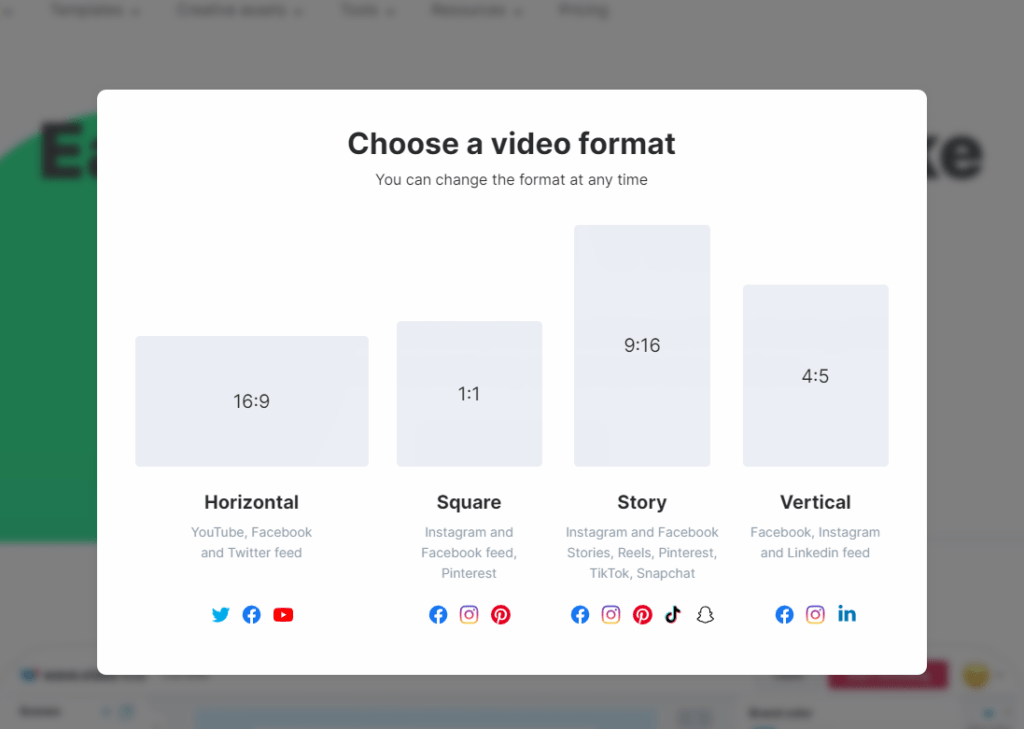 choose video image format in wave.video